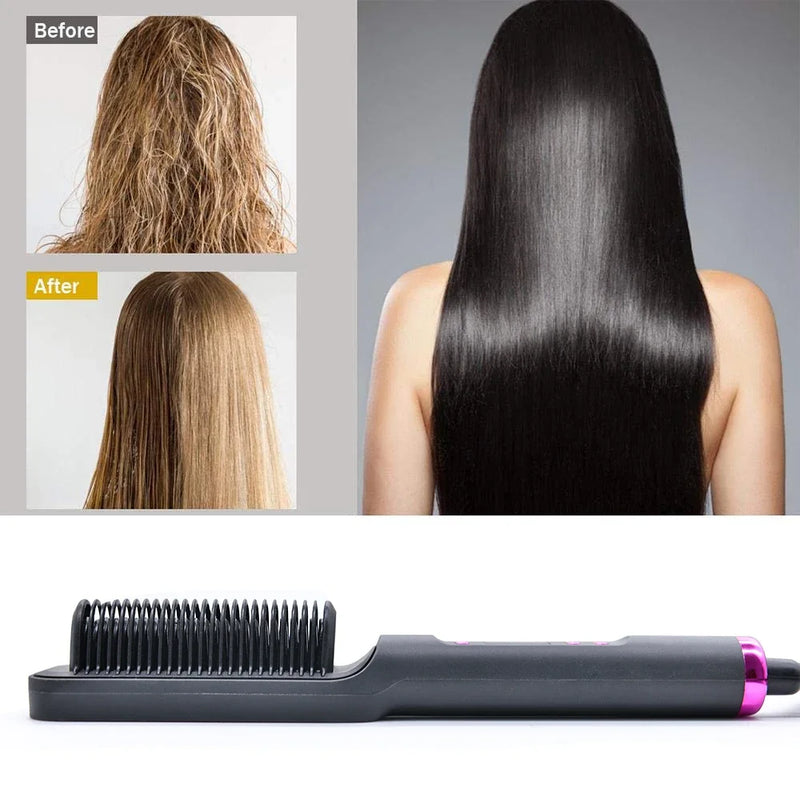 Electric Multifunctional Straight Hair Straightener Comb Hot Comb Negative Ion Anti-Scalding Styling Tool Straightening Brush