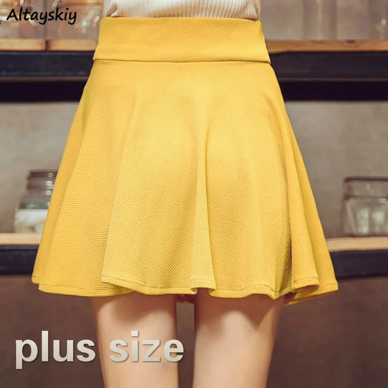 Skirts Women High Waist A-line Solid Mini Korean Style Trendy All-match Leisure Streetwear Vintage Daily Kawaii Hot Sale College