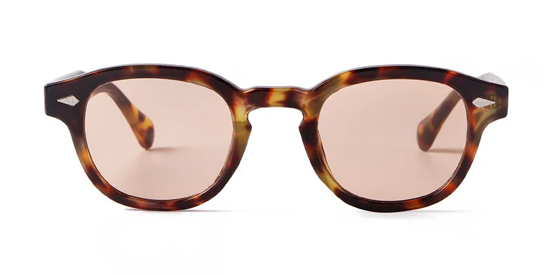 Vintage Tortoise Shell Round Sunglasses Women Men 2024 Brand Design Retro Rivet Yellow Blue Lens Square Sun Glasses Female UV400