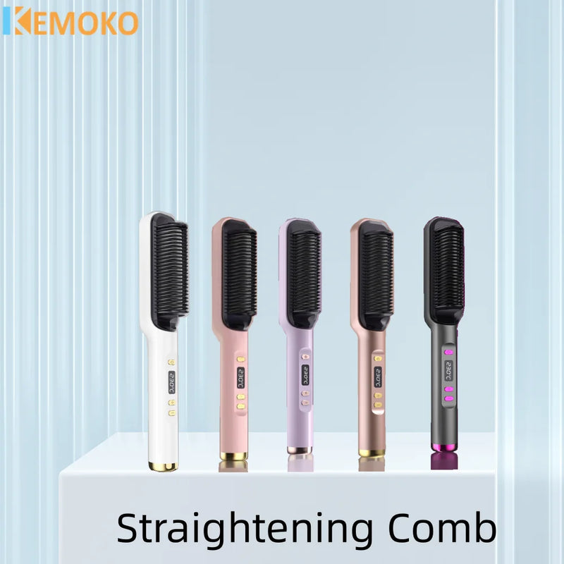 Electric Multifunctional Straight Hair Straightener Comb Hot Comb Negative Ion Anti-Scalding Styling Tool Straightening Brush