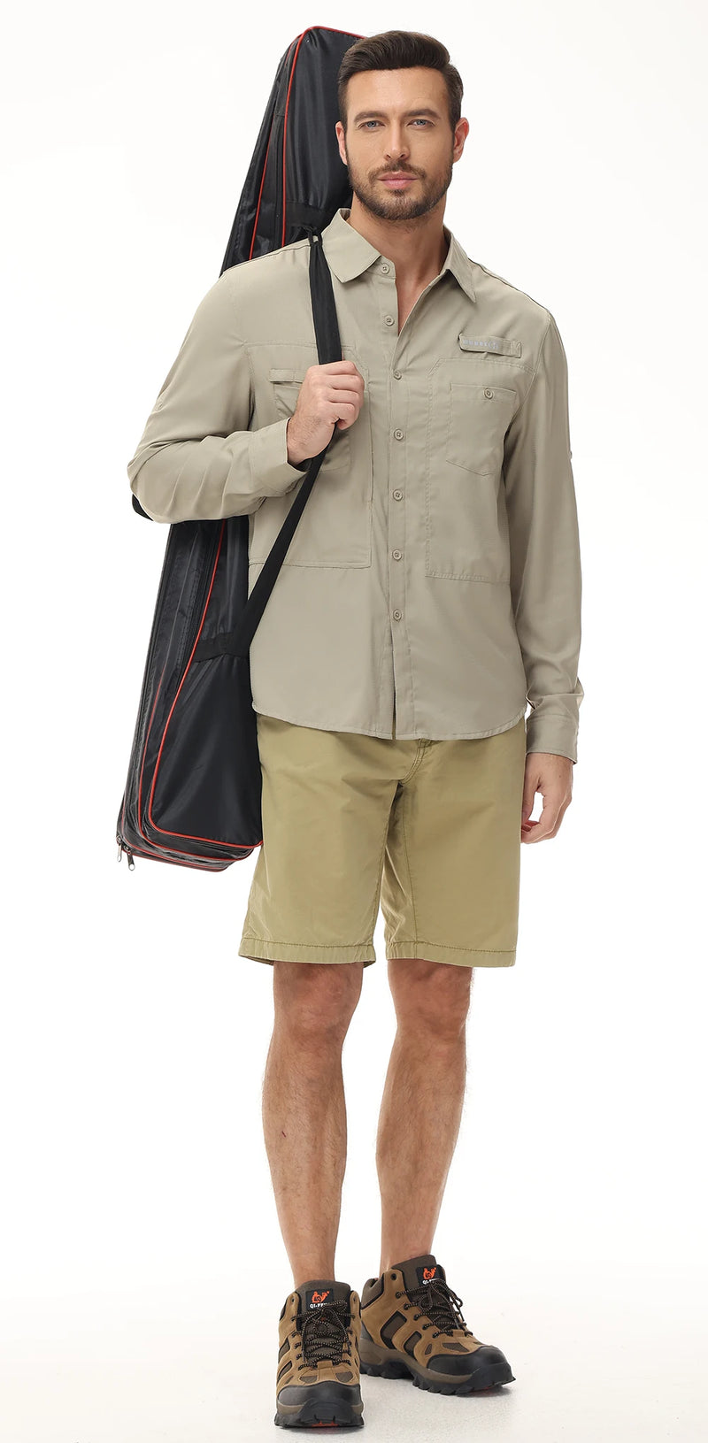 Men's Fishing Shirts Casual Cargo Hiking Shirt Long Sleeve UPF 50+ Button Down Tactical Shirts Men's Blouse for Working Hiking
