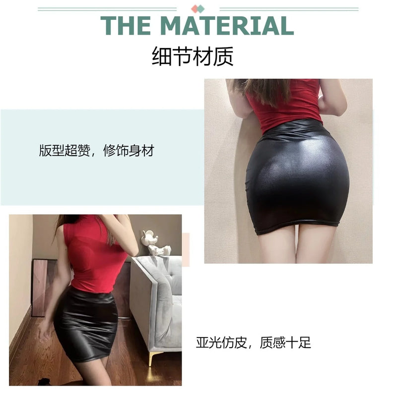 WOMENGAGA Leather Matte Slim Mini Sexy Fashion PU Hot Short High Waist Skirt Korean Nightclub Streetwear Wholesale Clothes 7ST