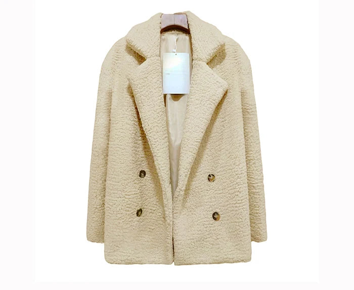 Jocoo Jolee Women Faux Fur Coat Warm Autumn Winter Teddy Female Casual Coat Oversized Soft Fluffy Fleece Jackets Overcoat