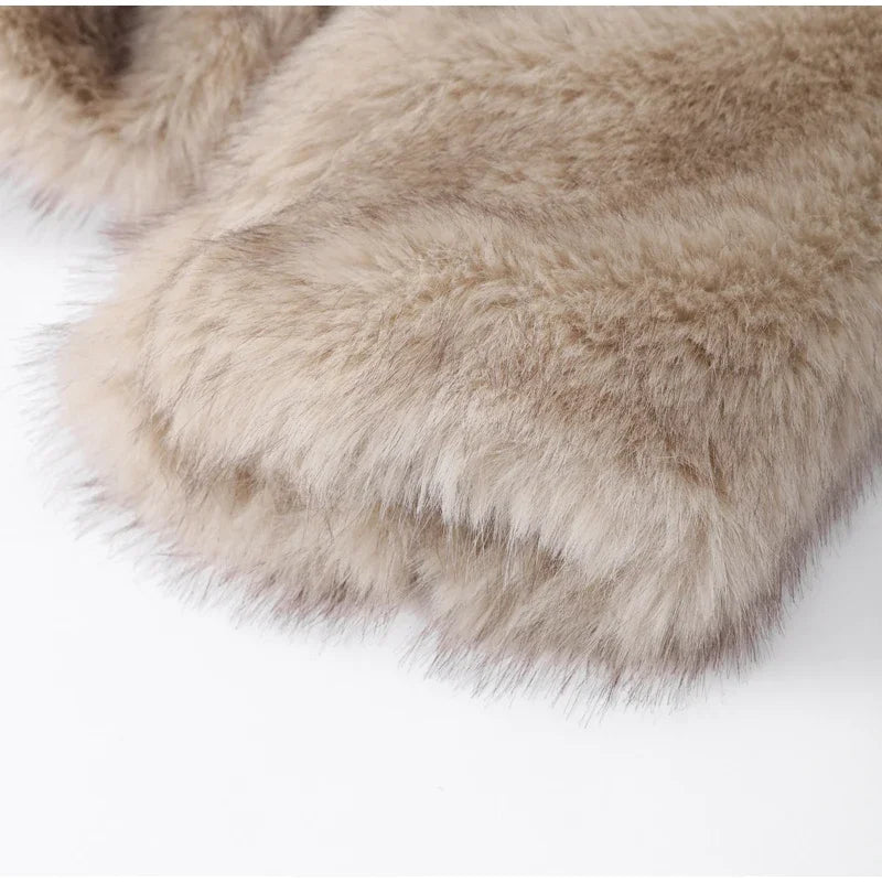 Winter Fluffy Furry Faux Fur Long Jacket Coat Women Loose Lapel Long Sleeve Thick Warm Coats Female Luxury Fashion Lady Overcoat