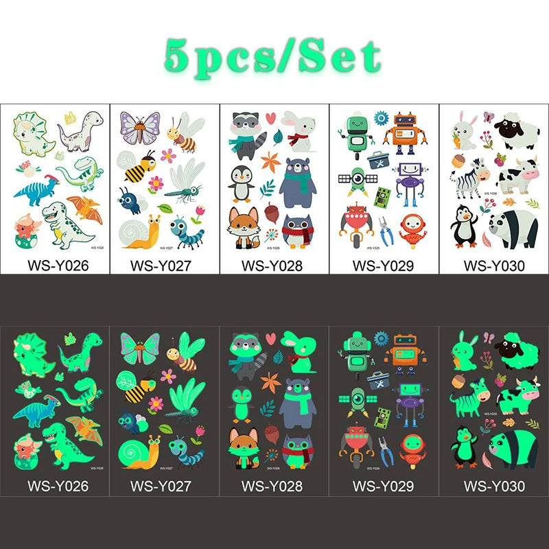 Luminous Tattoo 5 10pcs/Set Temporary Tattoos Mermaid Licorne Children Stickers for Kids Pokemon Tattoo Tattoo for Kids Unicorn