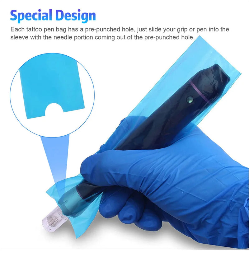 50/100pcs Tattoo Cartridge Filter Pen Clip Sleeves Bags Supply Disposable Tattoo Machine Cord Covers Bags Tattoo Accessories