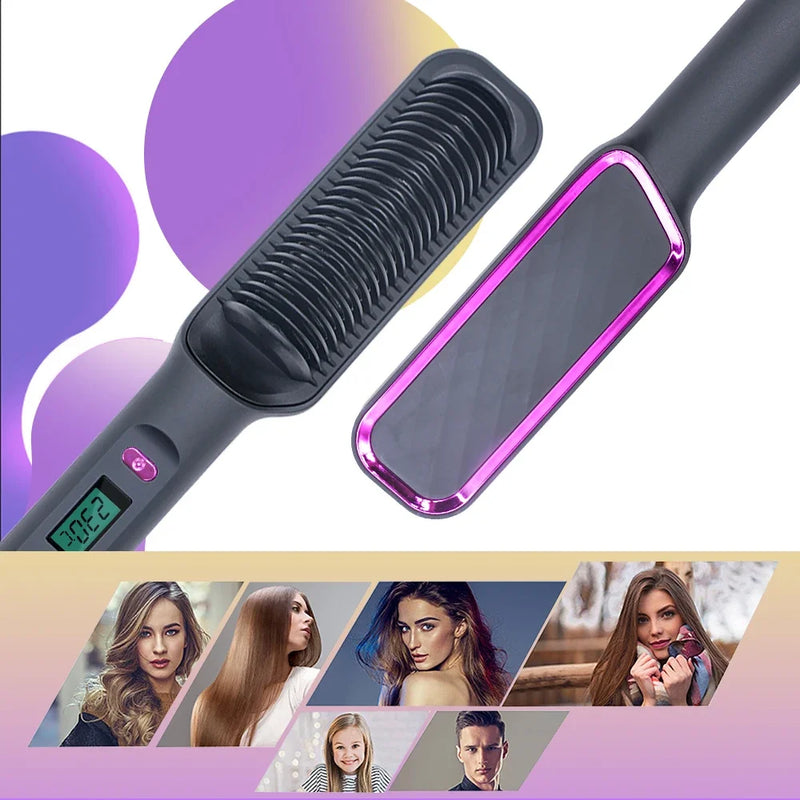 Electric Multifunctional Straight Hair Straightener Comb Hot Comb Negative Ion Anti-Scalding Styling Tool Straightening Brush