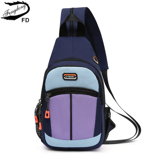 Fengdong Fashion Shoulder Bags Crossbody bag for woman Waterproof Oxford bag Travel Large Capacity teens female Sport Chest Pack