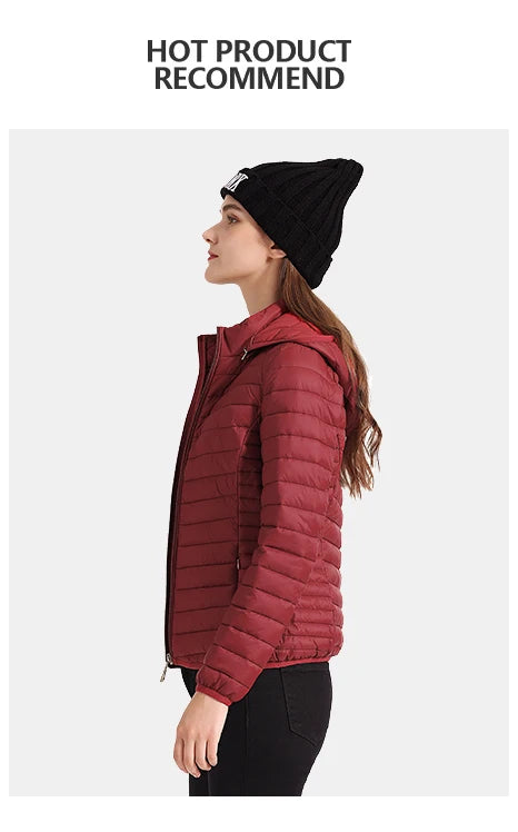 SANTELON Winter Parka Ultralight Padded Puffer Jacket For Women Coat With Hood Outdoor Warm Lightweight Outwear With Storage Bag