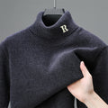 Luxury brand sweater men's high neck designer new trend R embroidery casual Korean top winter plush thick warm knitted pullover