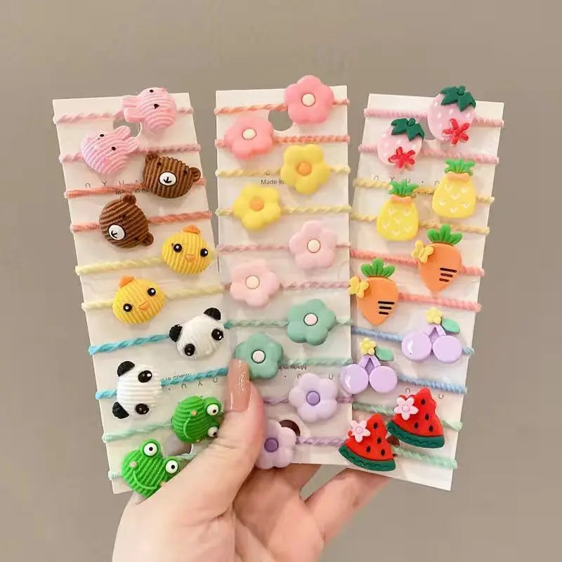 50Pcs/Lot Children Hair Accessories Girls Cartoon Elastic Hair Bands Baby Head Rope Kids Small Animal Headband Cute Headdress