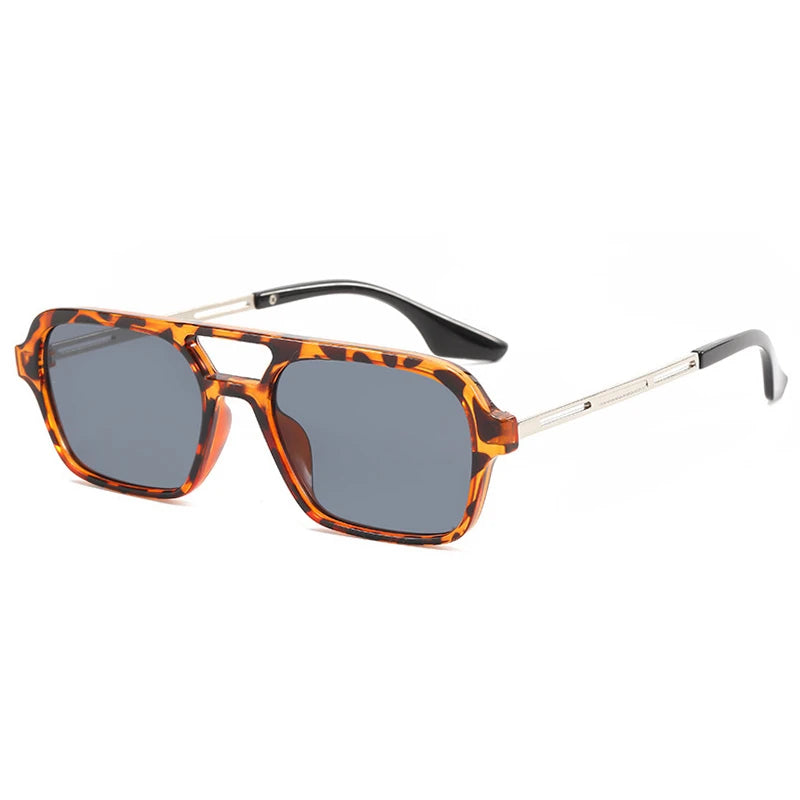 Small Frame Square Sunglasses Woman Brand Designer Fashion Luxury Sun Glasses Female Vintage Hollow Leopard Blue Oculos De Sol