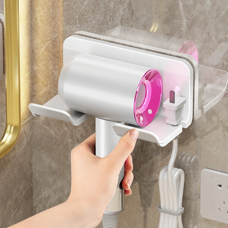 Hair Dryer Holder Wall Mounted Hair Straightener Dryer Hair Stand Bathroom Organizer Shelves Washroom Organization Shelves Hair