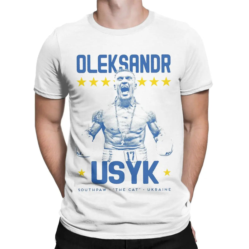 Oleksandr Usyk Vintage Boxing Poster Shirt for Men Women Pure Cotton Vintage Ukraine Boxer Tee Shirt Short Sleeve Clothes Summer