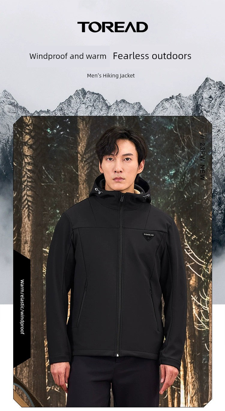 Pathfinder Soft Shell Jacket Men 23 Autumn and Winter New Outdoor Fleece-lined Mountaineering Clothing Windproof Waterproof Warm Coat