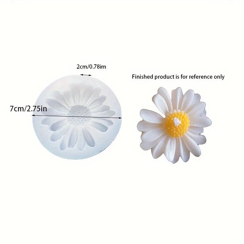 1pc 3D Daisy Flower Silicone Candle and Plaster Mold - DIY Resin and Clay Crafting Supplies