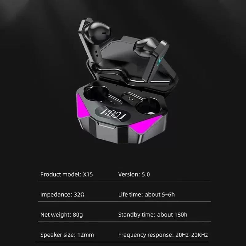 X15 Wholesale Tws Earphone Bluetooth Wireless Without Box V5.1 in Ear Headphones Blutooth Hearing Aids Sport Gamer Headset Phone