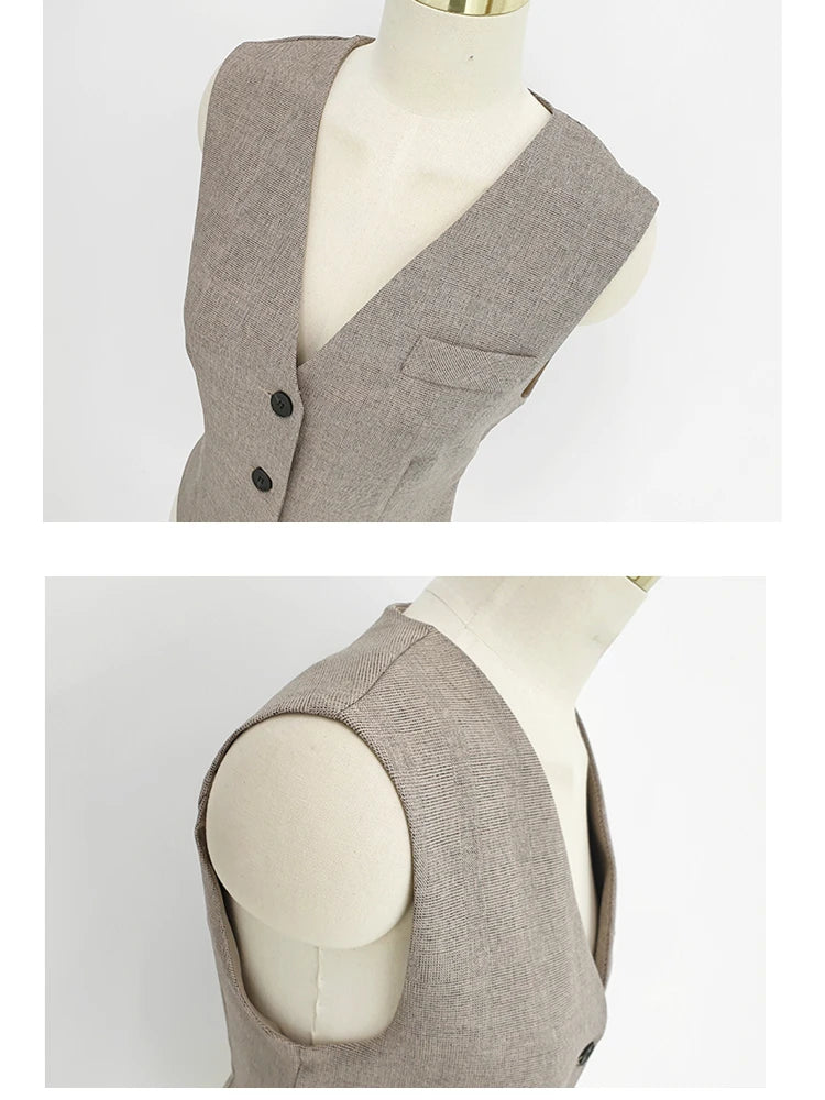 Korean Fashion Women Blazer 3 Pcs Vintage Long Sleeve Suit Jackets Vest and Straight Pants Suit Female Chic Business Outfits New