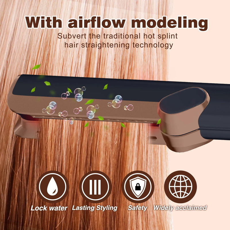 2 In 1 Airstrait Hair Straightener In Copper Hair Dryer 106000rpm Wet to Dry Straightening with Air LCD Screen Intuitive Airflow