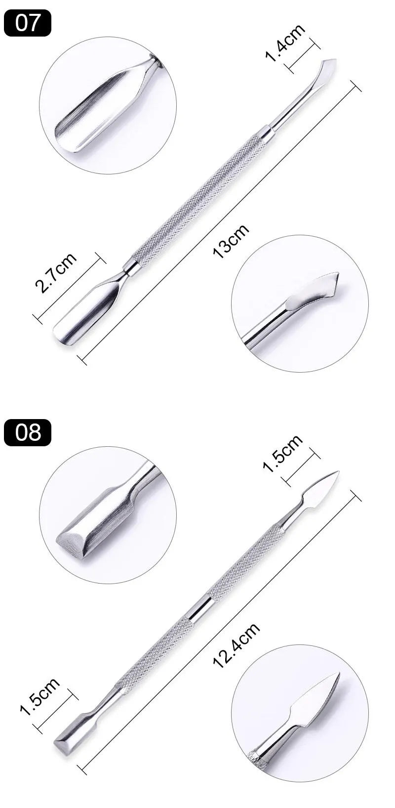 1pcs Double-ended Stainless Steel Cuticle Pusher Dead Skin Push Remover For Pedicure Manicure Nail Art Cleaner Care Tool