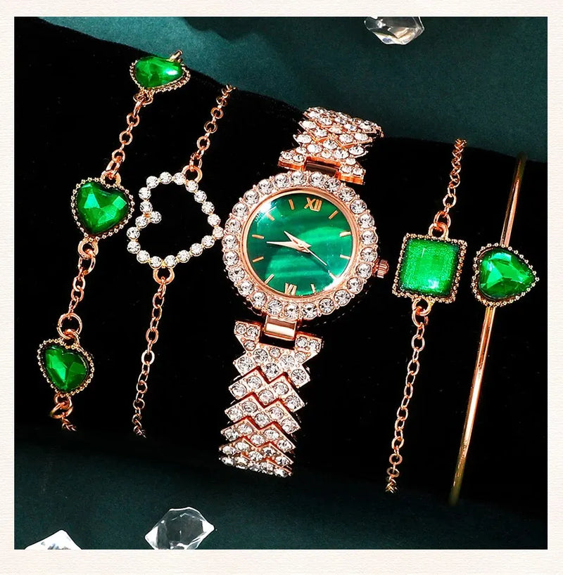 Women's Fashion Quartz Watch Luxury Stainless Steel Analog WristWatch Ladies Watch Women Dress Bracelet Set Clock Reloj Mujer