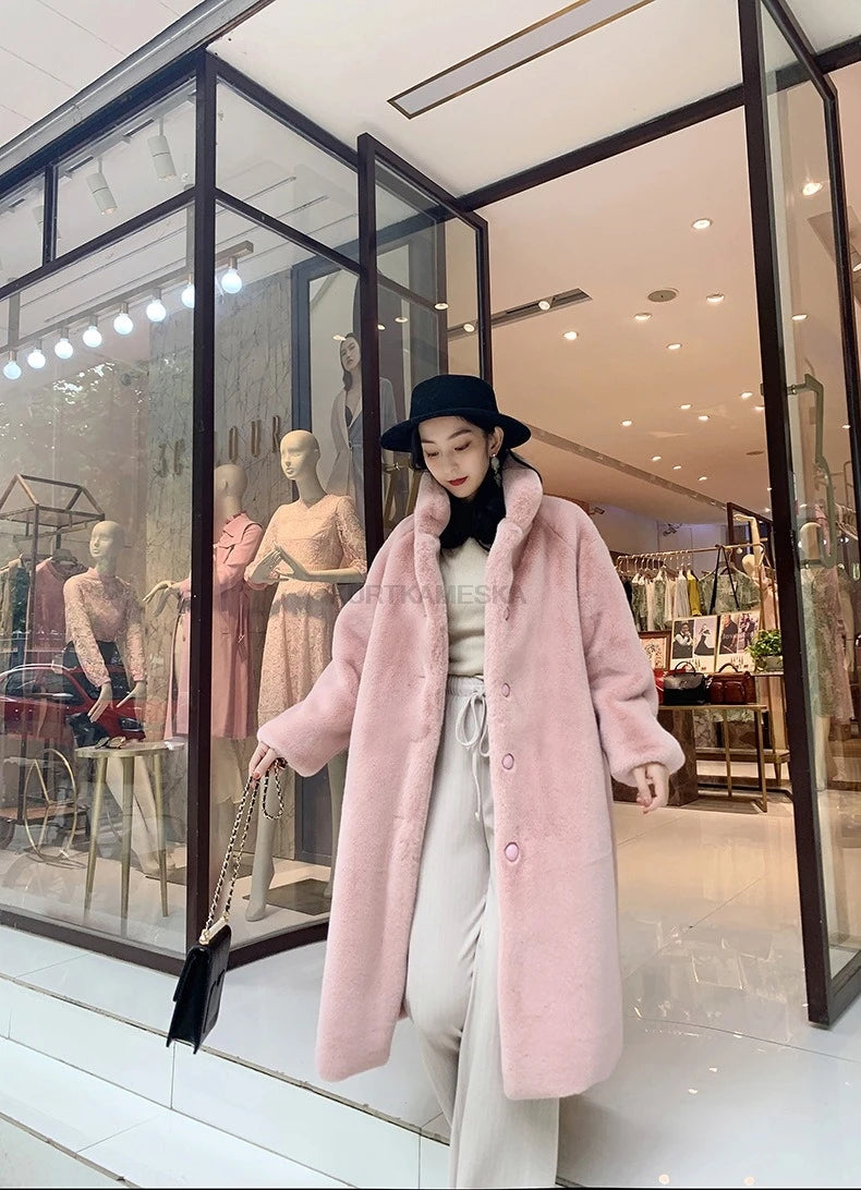 Winter Coat Women Mink Fur Loose Jacket Fur Coat Korean Style Oversized Streetwear Female Plush Cardigan Outwear Jackets