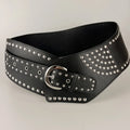 Vintage Punk Studded Belt  Chain Y2K Metal Pu Western Cowboy Wide Waistband Waist Belts Sexy Hiphop Men Skeleton Beaded Belt