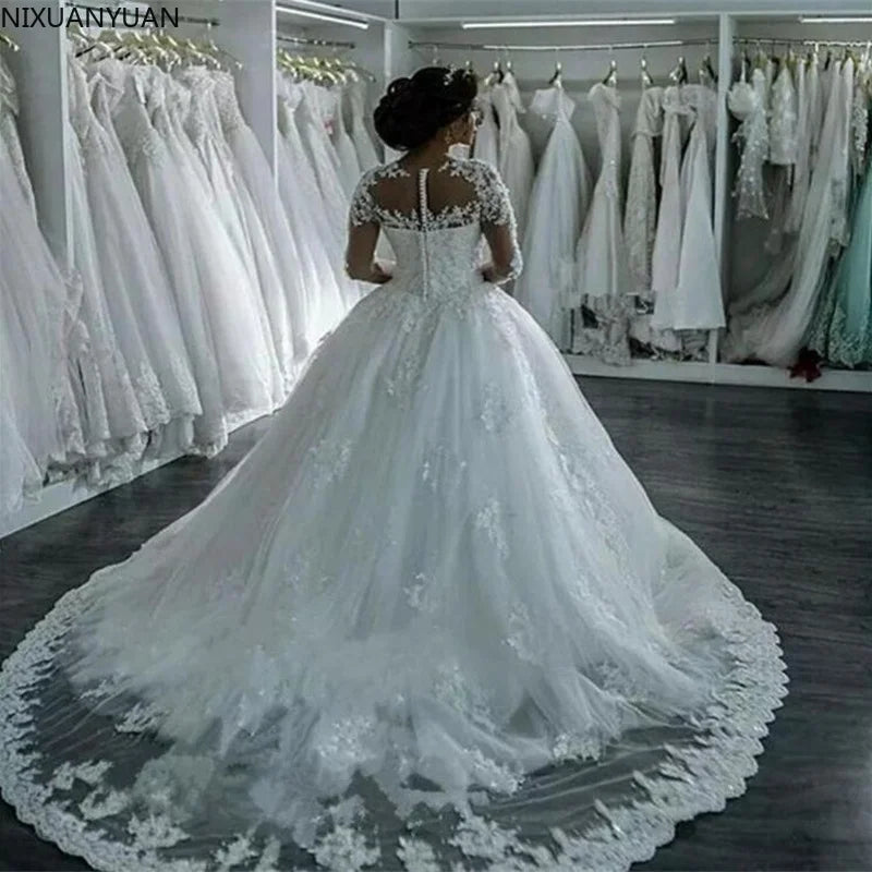Elegant Dresses for Women Long Sleeve Wedding Dress Brides Robe Ball Gown Boutique Bride Female 2022 2022 Floor-length Formal