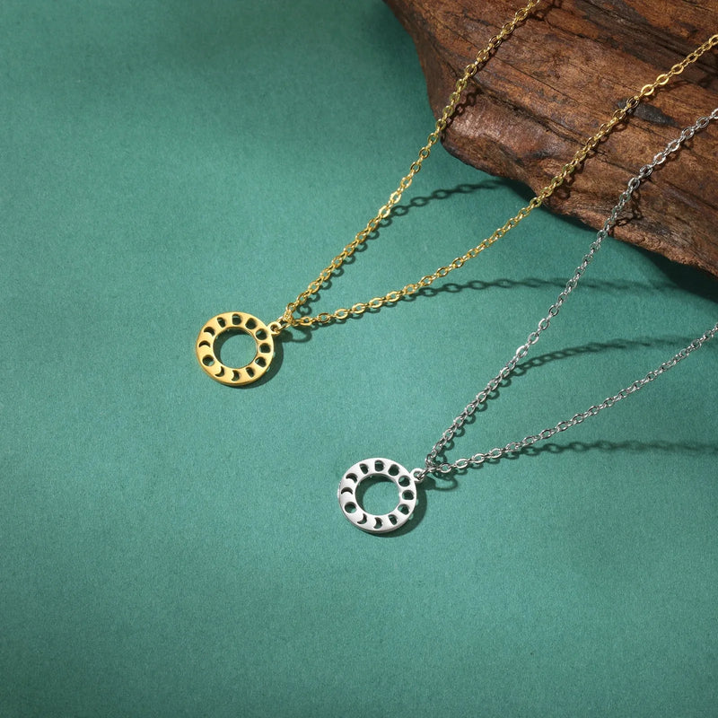 EUEAVAN 5pcs Moon Phase Sun Cat Stainless Steel Pendant Planet Animal Charms Women Necklace Earrings Jewelry Making Supplies DIY