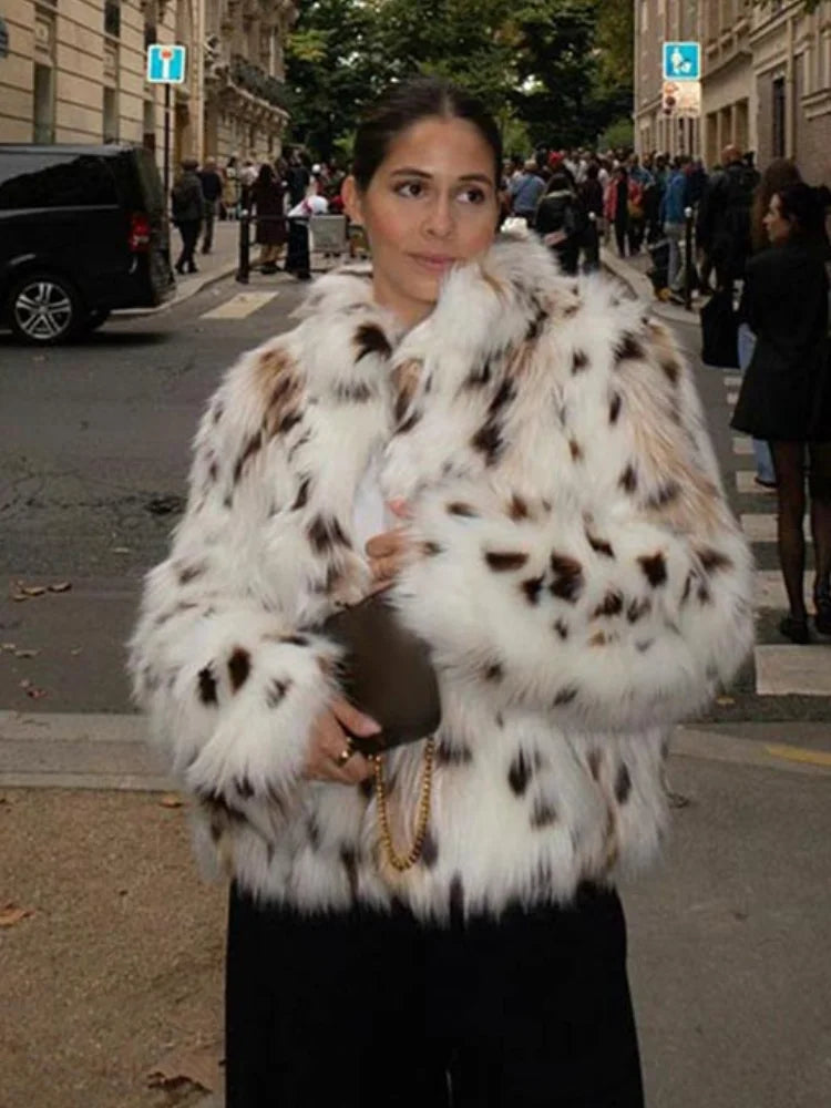 Luxury Winter Loose Women's Thick Fluffy Faux Fur Coats Fashion Solid Cropped Oversized Warm Jacket 2024 New Lady Chic Outerwear