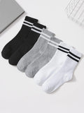 6 Pairs Middle Tube Socks For Men And Women Solid Colour In White and Black Fashion Sweat Absorption Breathable and Casual