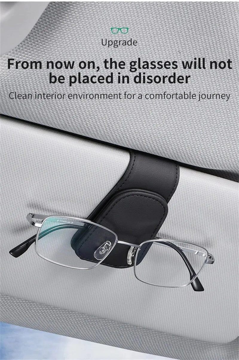 Universal Car Auto Sun Visor Eyeglass Hanger Clip Leather Glasses Holder Magnetic Multi-Function Automobile Accessories Storage