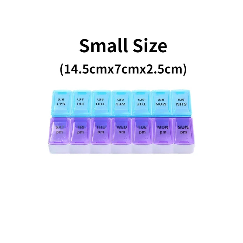 New Weekly Portable Travel Pill Cases Box 7 Days Organizer 14 Grids Pills Container Storage Tablets Vitamins Medicine Fish Oils