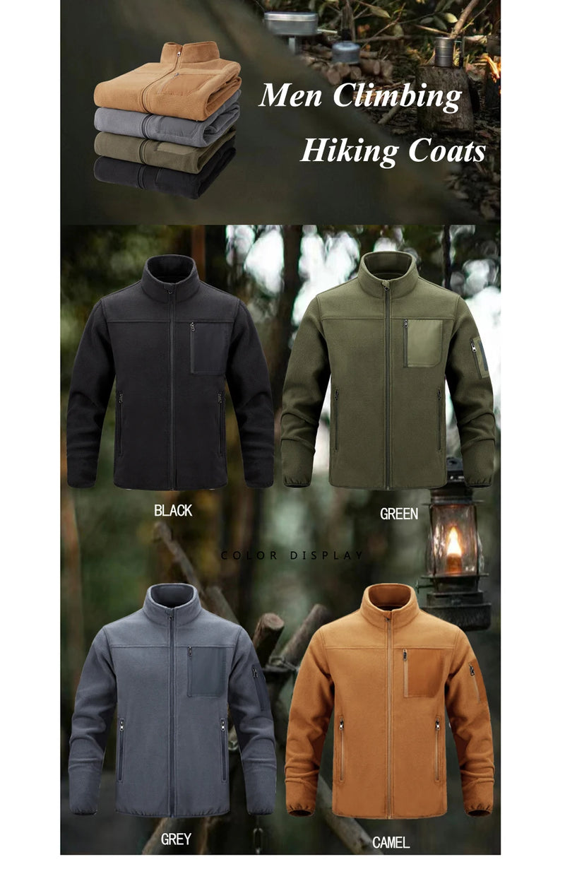 Winter Men Polartec Warm Jackets Casual Man Fleece Lined Windbreaker Coats Men Soft Shell Stand Collar Tactical Hiking Jackets