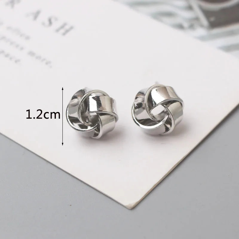 Tiny Metal Stud Earrings for Women Gold Color Twist Round Earrings Small Unusual Earrings boucles d'oreilles Fashion Jewelry