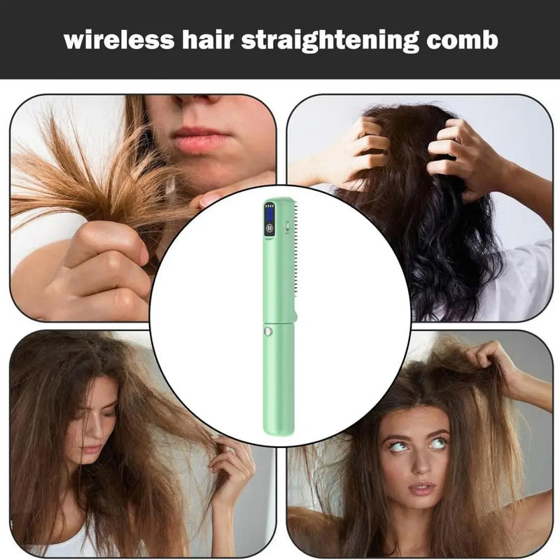 Negative Ions Hair Straightener Hair Straightening Comb Portable Hot Brush Foldable Hair Straightener Comb with Fast for Travel