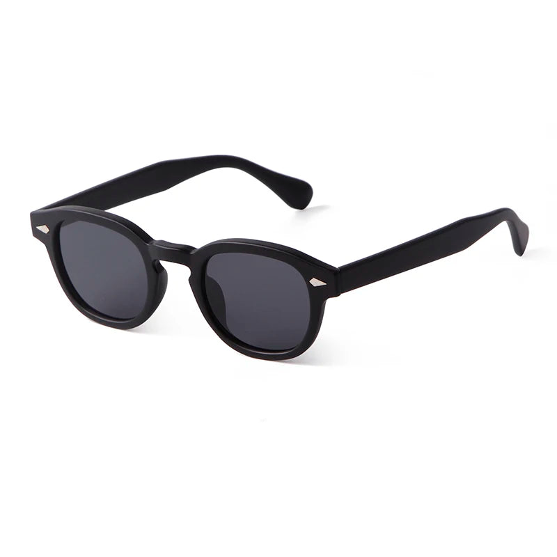 Vintage Tortoise Shell Round Sunglasses Women Men 2024 Brand Design Retro Rivet Yellow Blue Lens Square Sun Glasses Female UV400