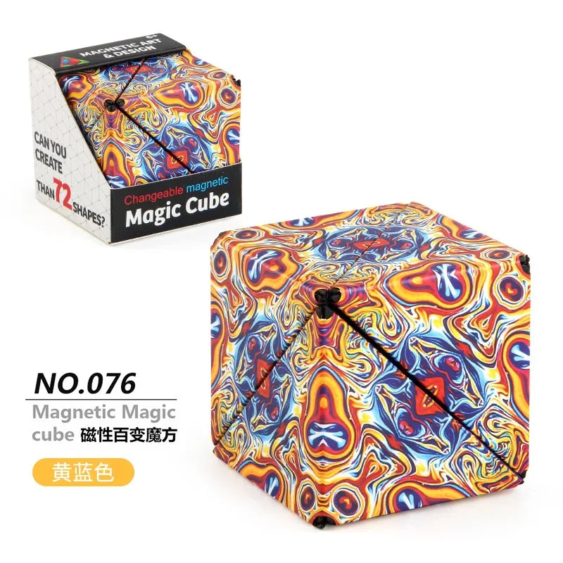 Variety Geometric Changeable Magnetic Magic Cube Anti Stress 3D Hand Flip Puzzle Cube Kids Stress Reliever Fidget Toy