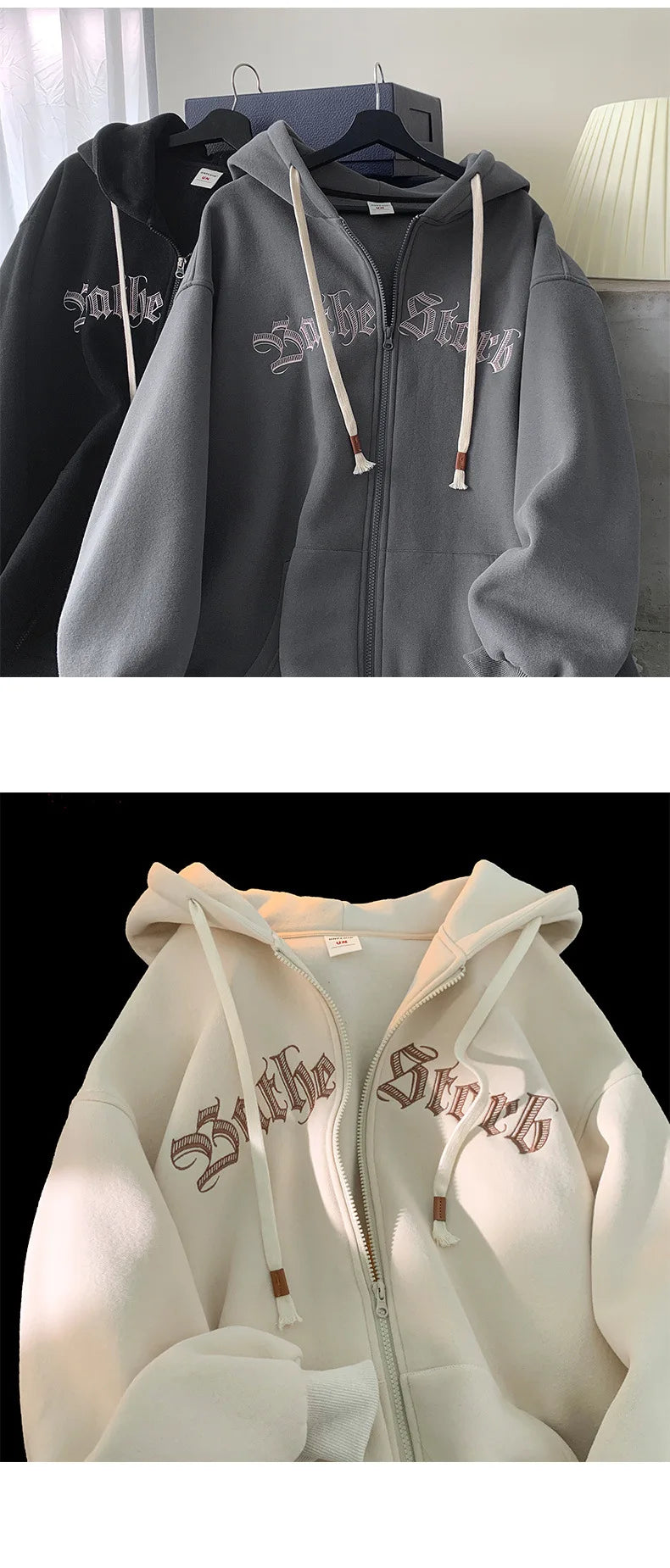 Y2k Women Vintage Zip Up Hoodies Harajuku Casual Letter Print Drawstring Hooded Sweatshirts Korean Goth Streetwear Jackets Coats