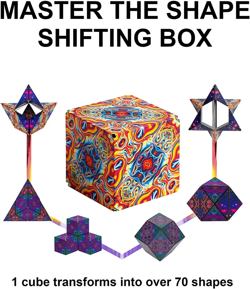 NEW Geometric Changeable Magnetic Magic Cube Anti Stress 3D Hand Flip Puzzle Cube Kids Stress Reliever Fidget Toy Cube