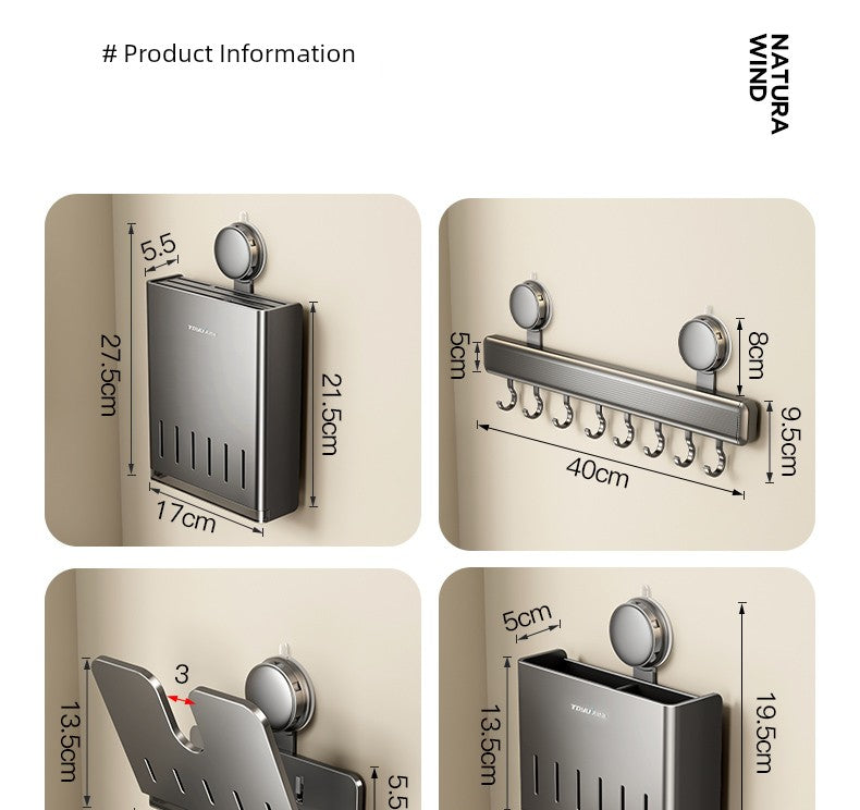 Punch-Free Suction Rack Wall-Mounted For Home Kitchen