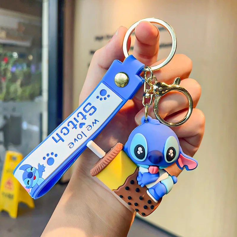 New Anime Disney Keychain Cartoon Mickey Mouse Minnie Lilo & Stitch Cute Doll Keyring Ornament Key Chain Pendant Kids Toys Gifts