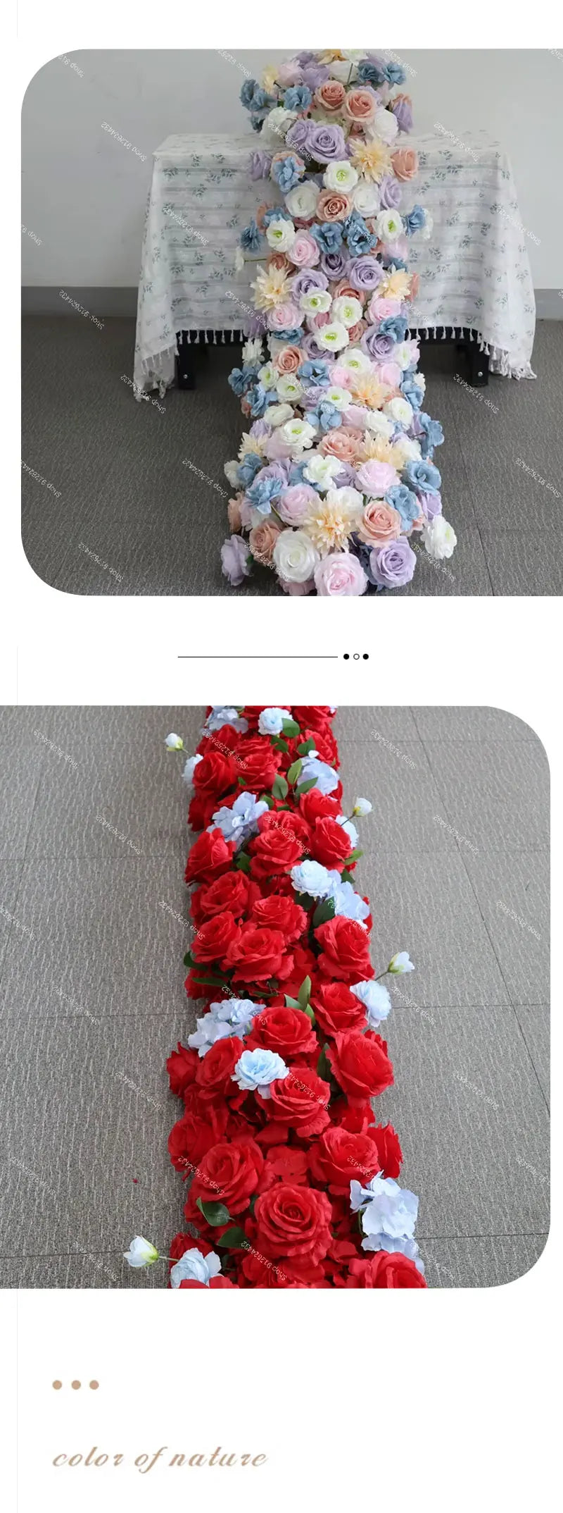 2M Luxurious Pink Rose Runner Flower Row Wedding Backdrop Decor Floral Arrangement Sofa Table Party table Window Display Props