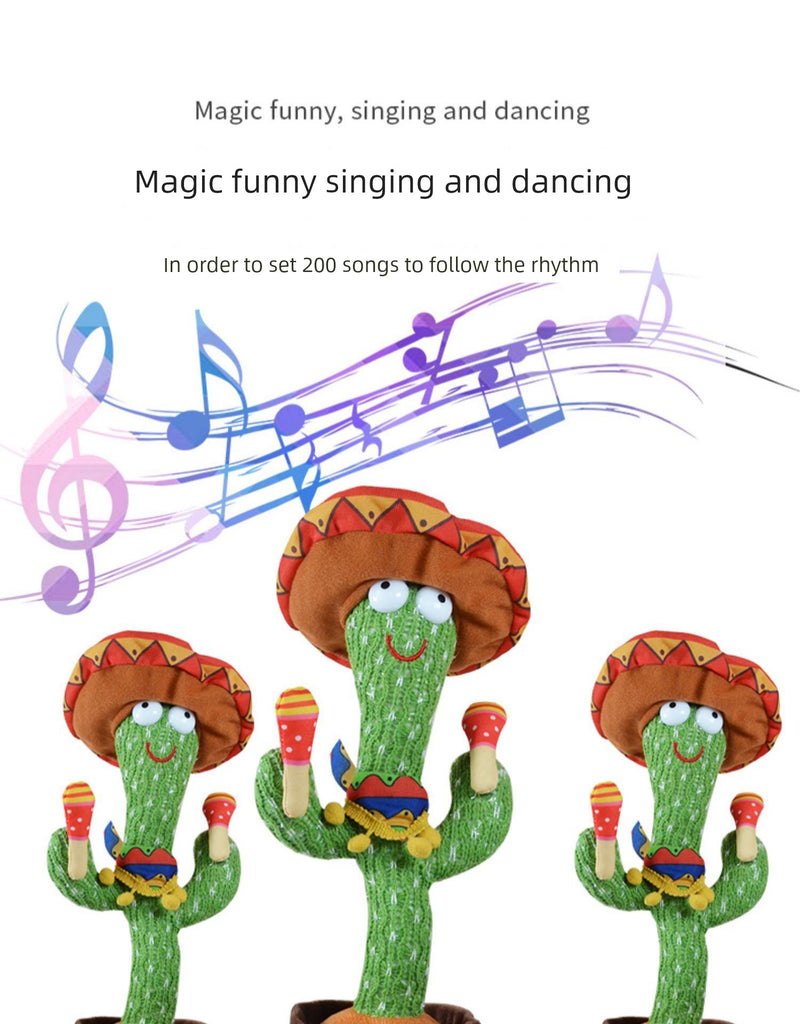 Cactus Toys Learn to Speak and Sing and Dance Sand Carving Dolls Kids Music Coax Baby Repeat Reading Comfort