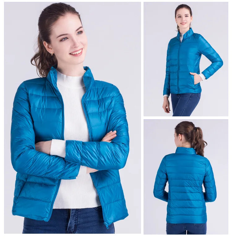 New Autumn Winter Women Ultra Light White Duck Down Jackets Candy Color Slim Short Design Warm Down Coats