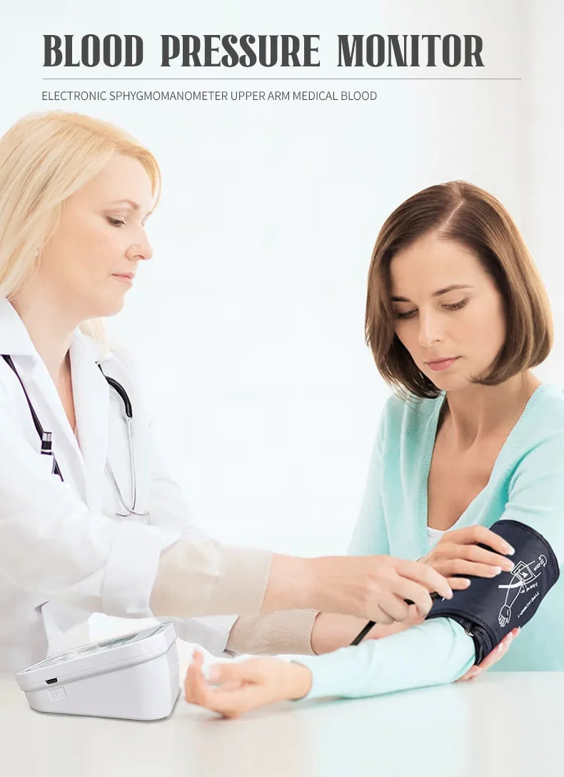 Medical Digital Arm BP Blood Pressure Monitor Automatic Tensiometer Tonometer Sphygmomanometer Heart Rate Pulse Meter Oximeter