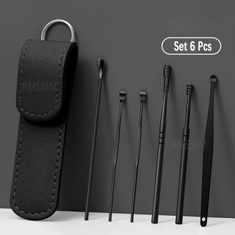 Ear Cleaner Set Earpick Ear Wax Remover Ear Spoon Curette Ear Cleaning Spiral Earpick Easy Earwax Removal Ear Cleaner Kit Gadget