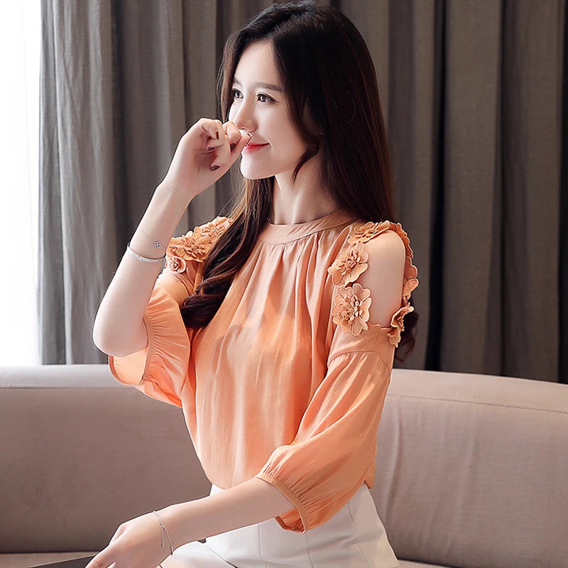 Blusas Mujer De Moda 2023 Women Blouses Off Shoulder Top Blouse For Women Summer Shirt Ladies Tops Womens Tops And Blouses B370