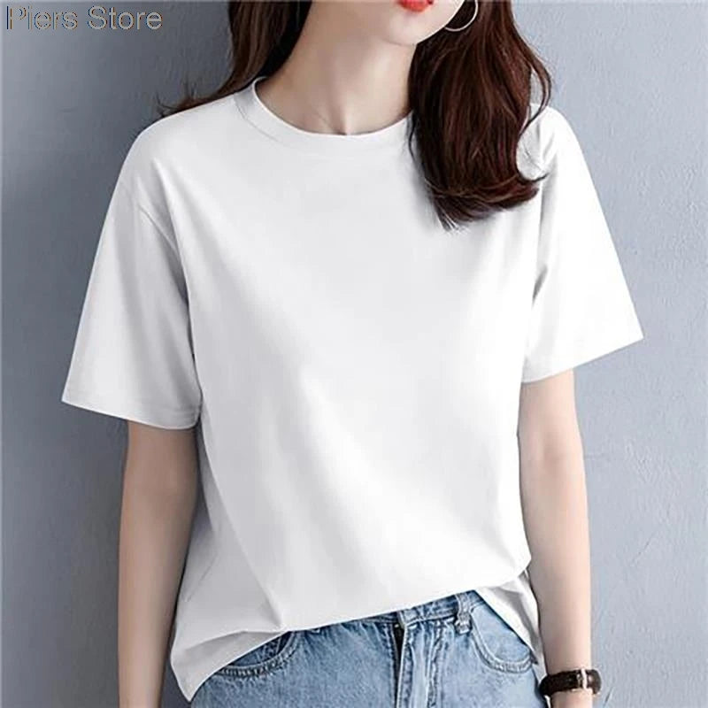 2024 Multicolor Color Tee Women M-2XL Harajuku White Women's T-shirt  Female O-Neck Korean Summer Top Basic Tshirt Dropshipping