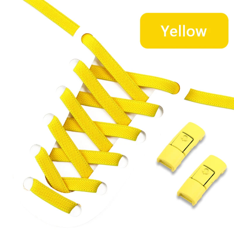 No Tie Shoe laces Press Lock Shoelaces without ties Elastic Laces Sneaker Kids Adult 8MM Widened Flat Shoelace for Shoes